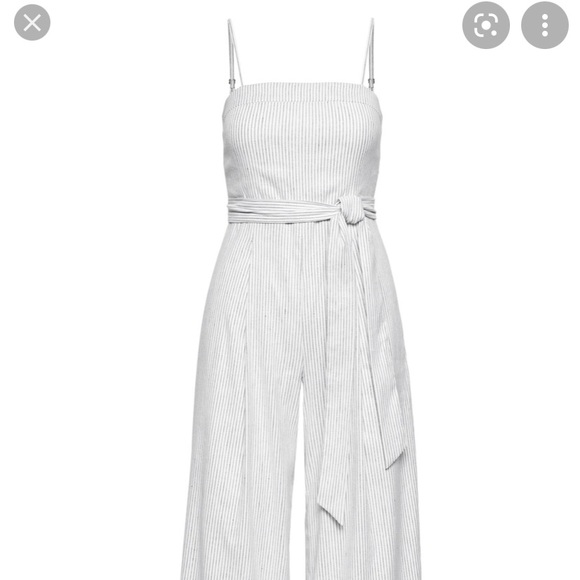 💖💖 Banana Republic Navy and White  Striped Linen & Cotton Jumpsuit Size 14 - Picture 1 of 6